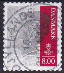 AFA 1839 DANMARK STEMPLET 8 kr Rød Dronning Margrethe (POSTNORD). MEGA SJÆLDNE!! (UDEN BAGPAPIR, ÆGTE BRUGT)