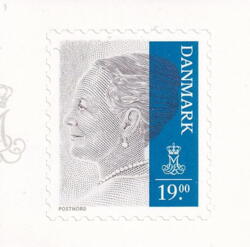 *AFA 1880x, Buet farvestreg foran næsen, nr. 2 i arket  i en lille del af oplaget, POSTFRISK  19 kr Blå Dronning Margrethe (POSTNORD)