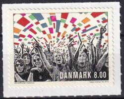 AFA 1745x Danmark postfrisk, Lyserød plet i det blå felt øverst. Nummer 7 i arket.