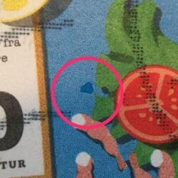 AFA 1841y 8 kr. Stjerneskud POSTFRISK, Stor cyan plet til venstre for tomaten.