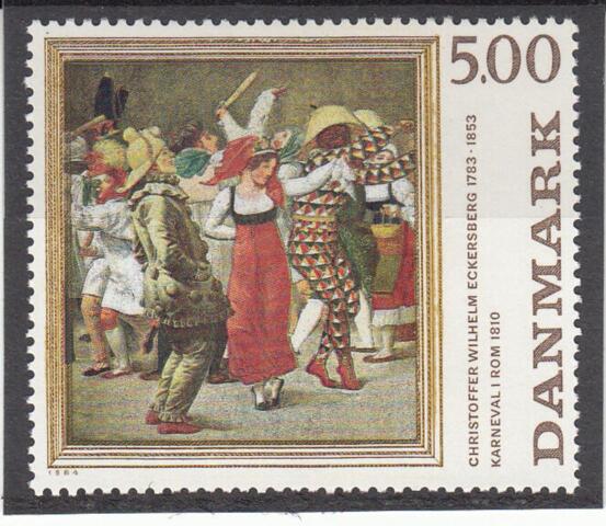 AFA 816x DANMARK POSTFRISK, sortbrun streg i toppen af halekins hat.