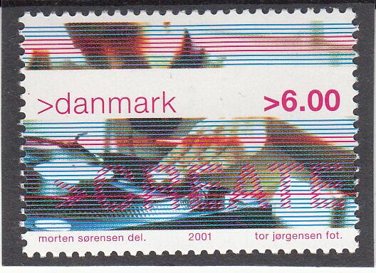 AFA 1289x VARIANT - RØD PLET I VENSTRE MARGIN UD FOR DANMARK NR. 10 I ARKET, DANMARK POSTFRISK