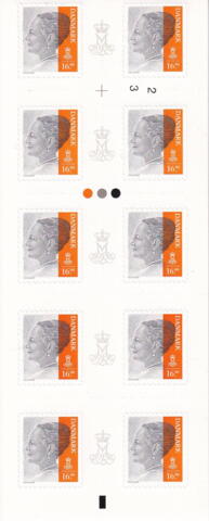 *AFA 1840 POSTFRISK  10-STRIBE 16 kr Orange Dronning Margrethe (POSTNORD) MEGA SJÆLDNE!!!