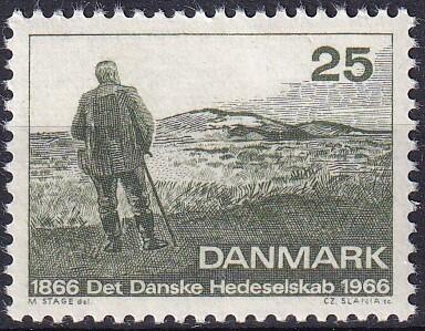 AFA 443x DANMARK POSTFRISK, farveplet over skulder.