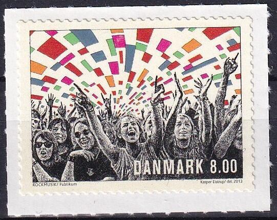 AFA 1745x Danmark postfrisk, Lyserød plet i det blå felt øverst. Nummer 7 i arket.