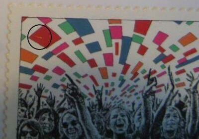 AFA 1745y Danmark postfrisk, Gul streg i det røde felt til venstre. Nummer 17 i arket.