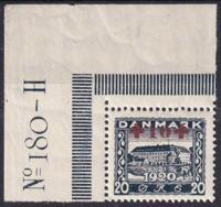 AFA 121k VARIANT, STOR HVID PLET IMELLEM 9 OG 2 I 1920 POSTFRISK