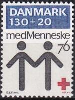 AFA 612x, VARIANT, NEDERSTE VENSTRE HJØRNE BLÅ FELT AFSKÅRET, DANMARK STEMPLET